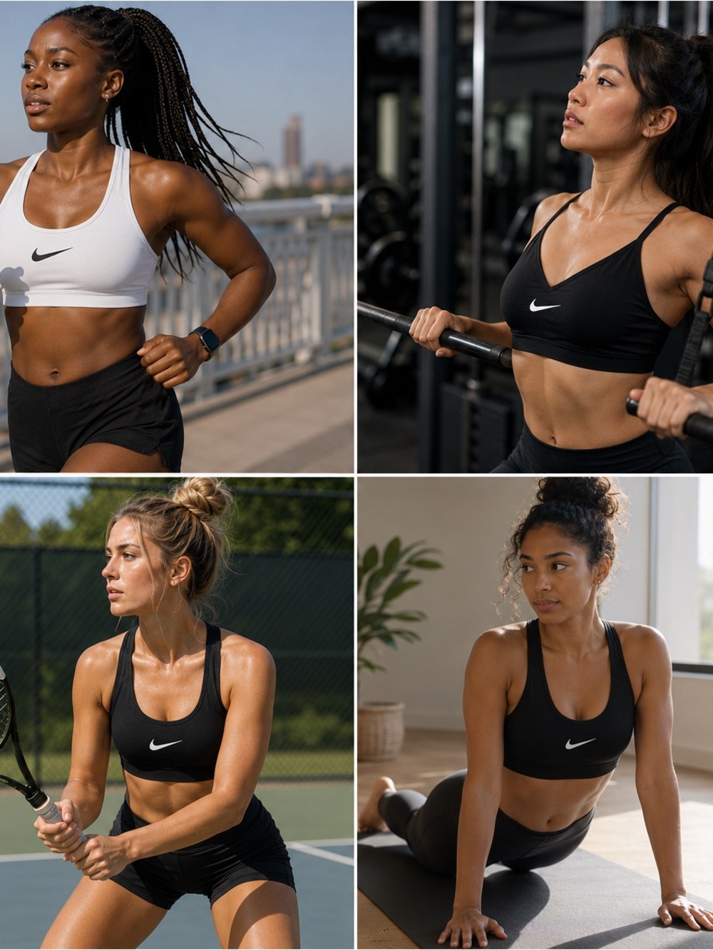 Nike Black & White Women's Sports Bras - Set of 4